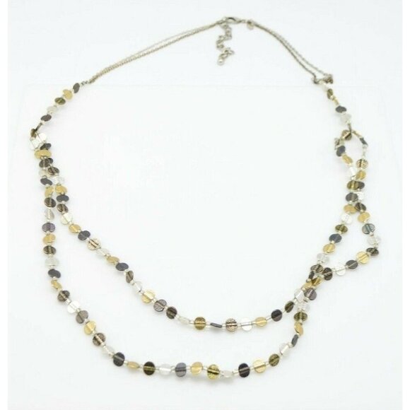 Chico's Silver Graphite Gold Tone Disc Multi-Strand Necklace - Picture 1 of 4